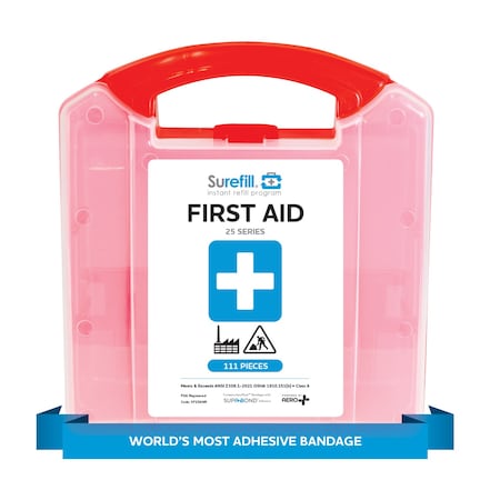 Aero Healthcare Surefill 25 Ansi 2021 A+ First Aid Kit - Retail Plastic Case SF25ANR